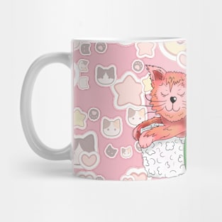 sushi cat with cat faces and stars Mug